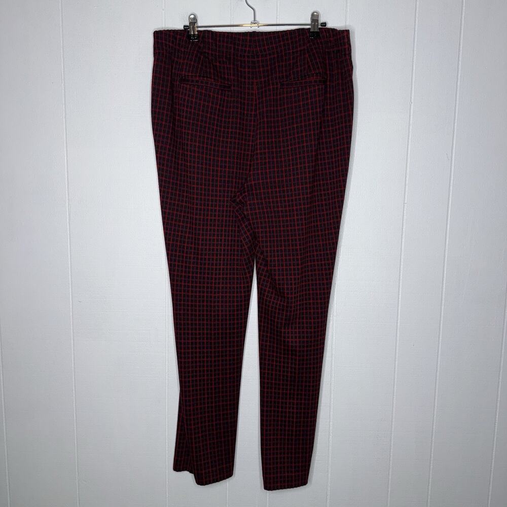 J. Jill Women’s Ponte Slim Leg Plaid Pants Red Black Size Large - Picture 2 of 5